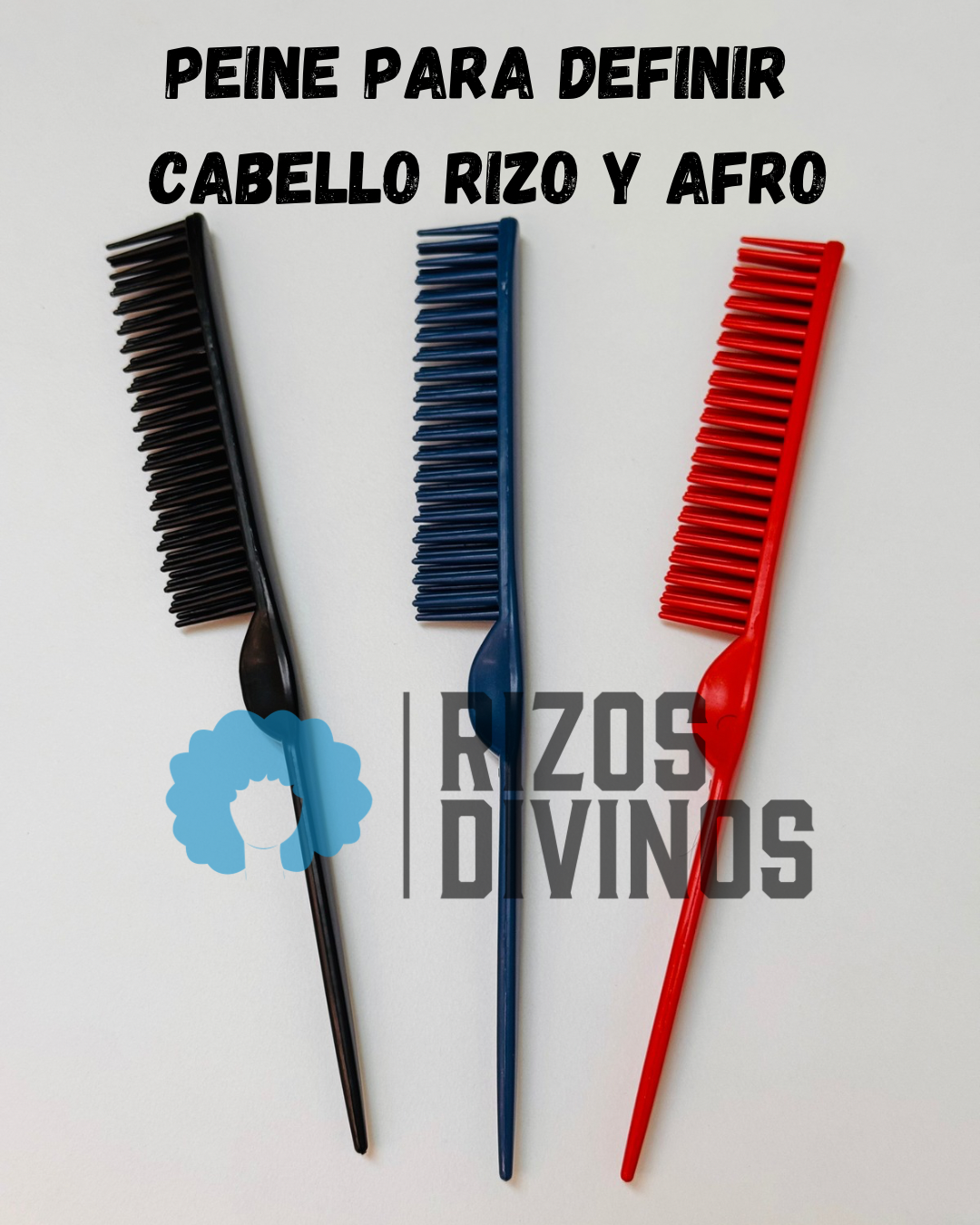 Peine de Pico de Tres Filas para Definir Cabello Afro y Rizo