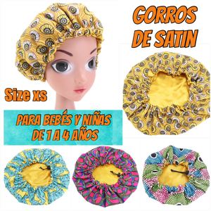 Gorros de Satin para Bebés y Niñas de 1 año a 4 años cabello corto